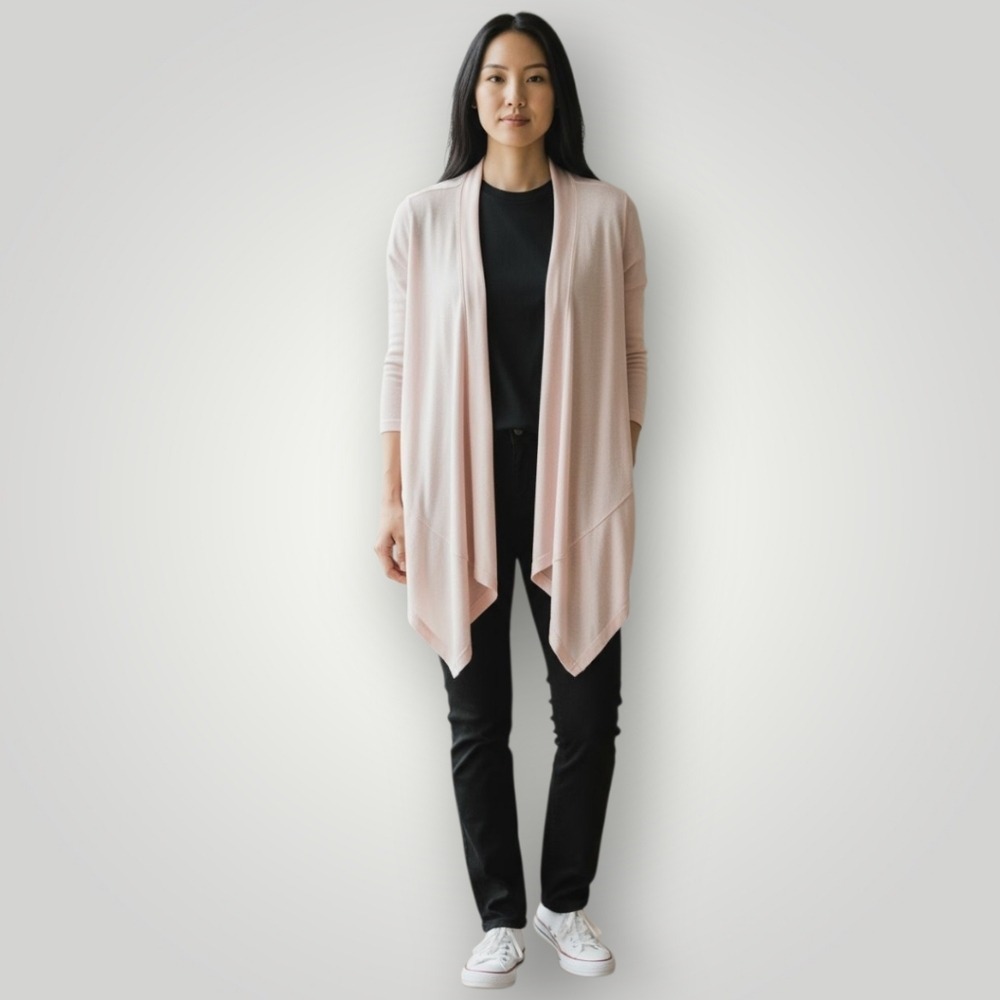 J.Jill Wearever Collection Cardigan Small Petite Blush Pink‎ Drape Front
